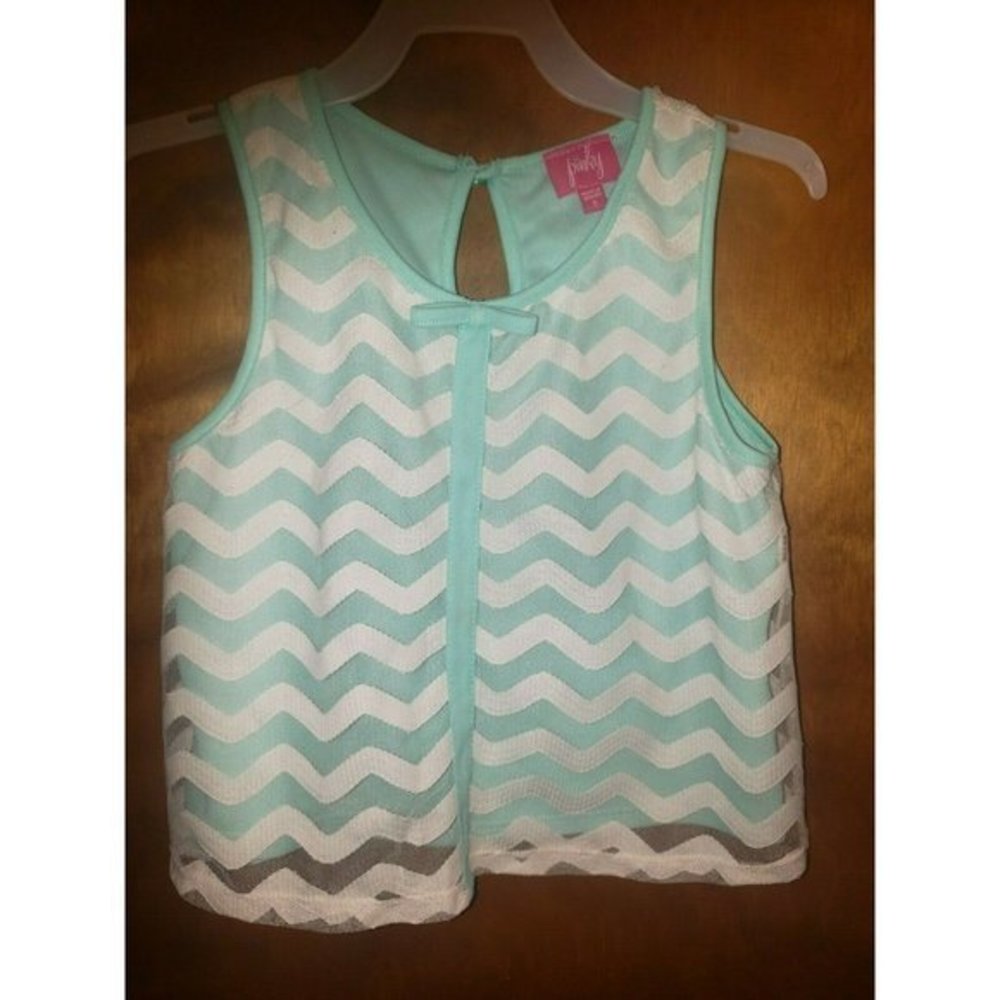 Pinky Combo Shirt and Skirt Set Girl's Sea foam Green Zig Zag Size 8 - Picture 2 of 5